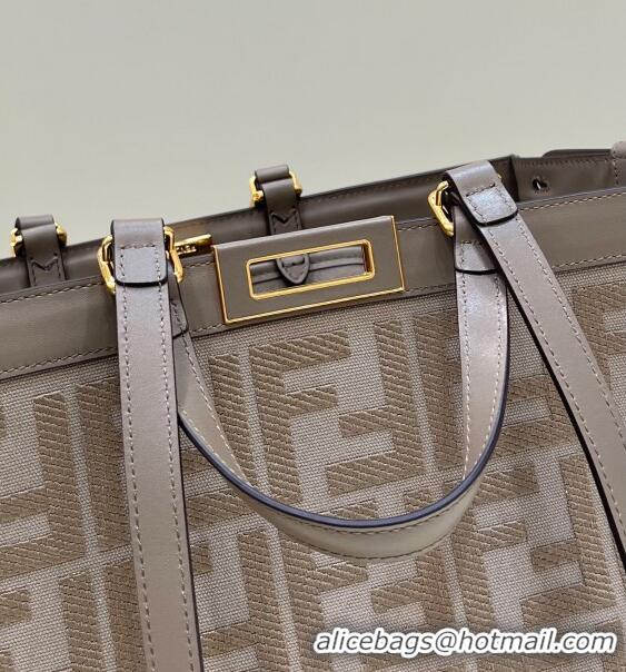 Buy New Cheap Fendi Medium X-Tote Bag in Canvas FF 8265A Coffee/Grey 2024