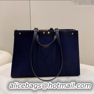 Well Crafted Fendi Medium X-Tote Bag in Dark Blue Canvas FF 8265A 2024