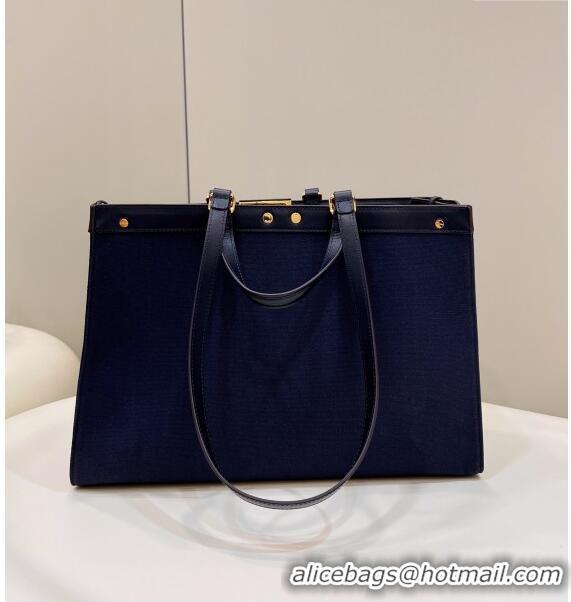 Well Crafted Fendi Medium X-Tote Bag in Dark Blue Canvas FF 8265A 2024