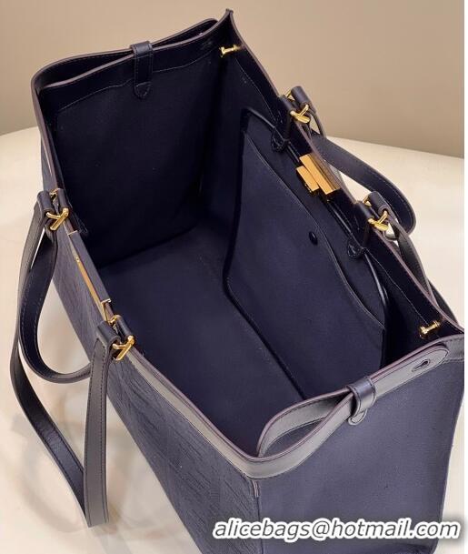 Well Crafted Fendi Medium X-Tote Bag in Dark Blue Canvas FF 8265A 2024