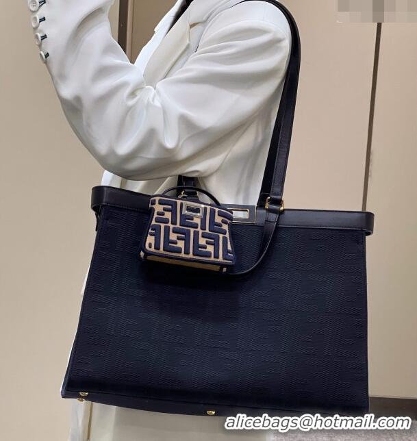 Well Crafted Fendi Medium X-Tote Bag in Dark Blue Canvas FF 8265A 2024