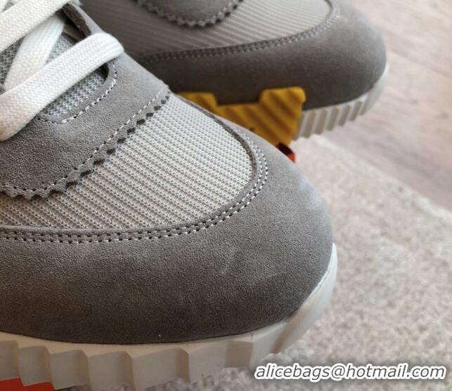 Buy Luxury Hermes Bouncing Sneakers in Technical Mesh and Suede Grey/Brown 425129