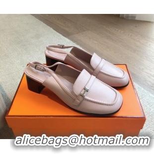 Pretty Style Hermes Infinie Slingback Pumps 5cm in Lambskin Pink 425133