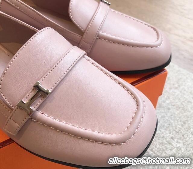 Pretty Style Hermes Infinie Slingback Pumps 5cm in Lambskin Pink 425133