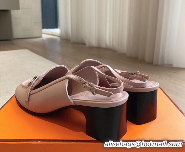 Pretty Style Hermes Infinie Slingback Pumps 5cm in Lambskin Pink 425133