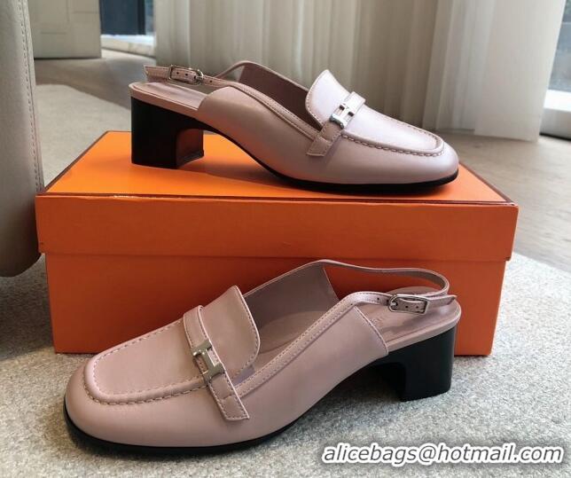 Pretty Style Hermes Infinie Slingback Pumps 5cm in Lambskin Pink 425133