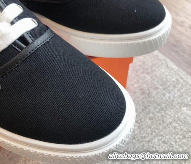 Trendy Design Hermes Innocent Low-top Sneakers in Canvas with Logo Patches Black 425135