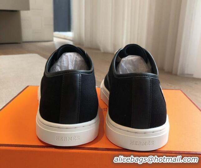 Trendy Design Hermes Innocent Low-top Sneakers in Canvas with Logo Patches Black 425135