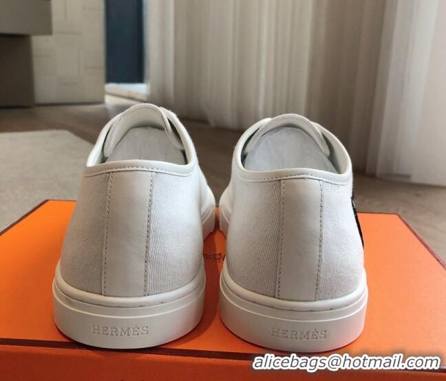 Shop Cheap Hermes Innocent Low-top Sneakers in Canvas with Logo Patches White 425136