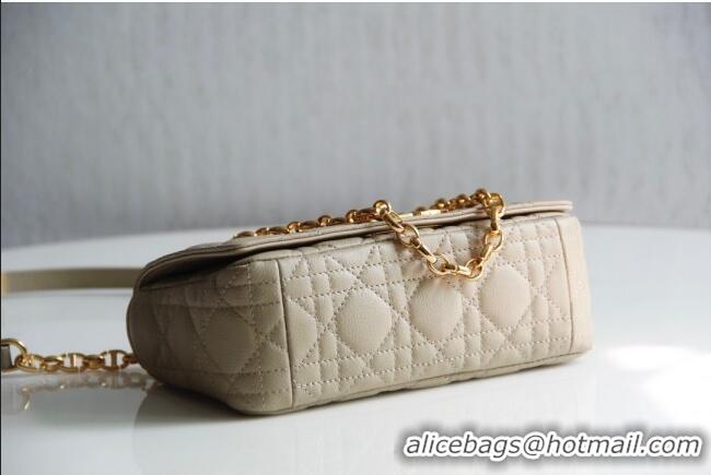 Low Cost Dior Small Caro Chain Bag in Soft Cannage Calfskin CD2201 Beige 2024