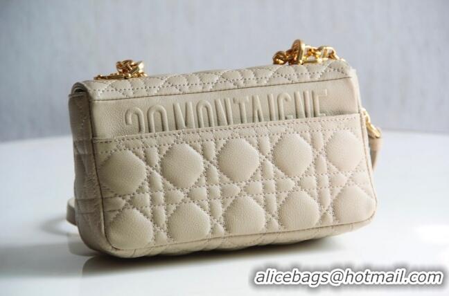 Low Cost Dior Small Caro Chain Bag in Soft Cannage Calfskin CD2201 Beige 2024