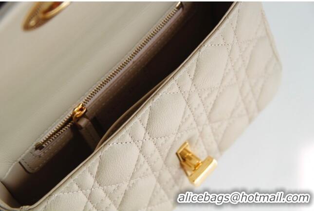 Low Cost Dior Small Caro Chain Bag in Soft Cannage Calfskin CD2201 Beige 2024