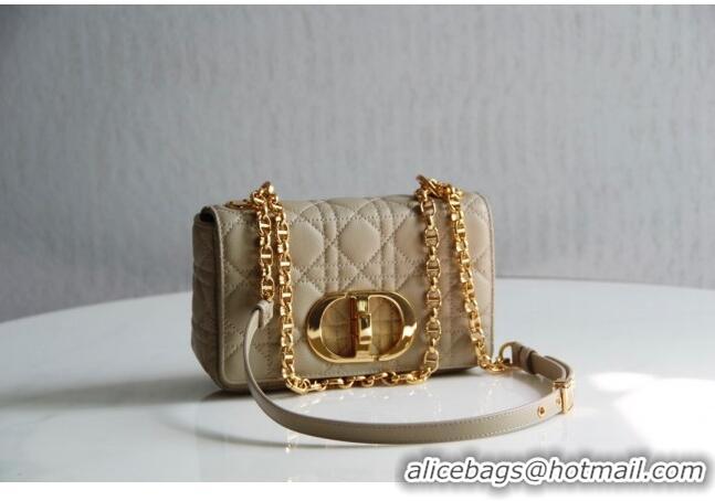 Low Cost Dior Small Caro Chain Bag in Soft Cannage Calfskin CD2201 Beige 2024