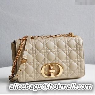 Unique Grade Dior Medium Caro Chain Bag in Soft Cannage Calfskin CD2202 Beige 2024