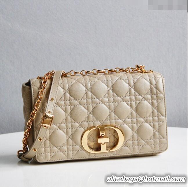 Unique Grade Dior Medium Caro Chain Bag in Soft Cannage Calfskin CD2202 Beige 2024