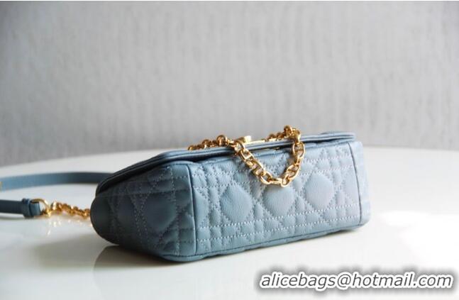 Buy Discount Dior Small Caro Chain Bag in Soft Cannage Calfskin CD2201 Cloud Blue 2024