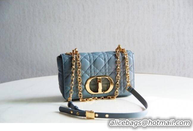 Buy Discount Dior Small Caro Chain Bag in Soft Cannage Calfskin CD2201 Cloud Blue 2024