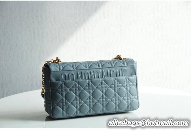 Promotional Dior Large Caro Chain Bag in Soft Cannage Calfskin CD2203 Cloud Blue 2024