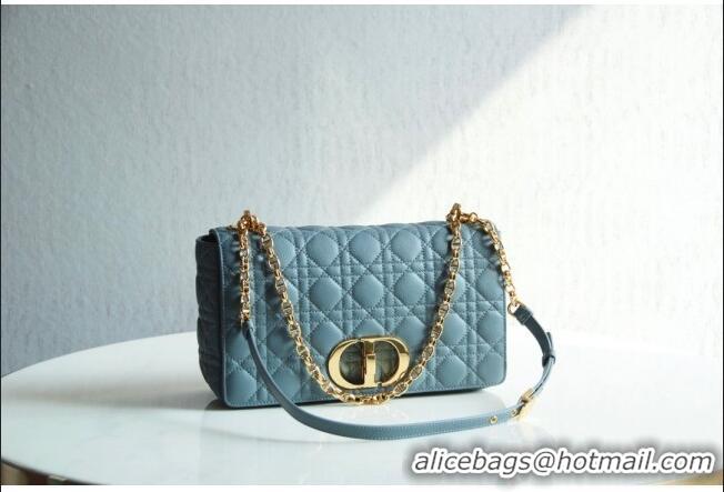 Promotional Dior Large Caro Chain Bag in Soft Cannage Calfskin CD2203 Cloud Blue 2024