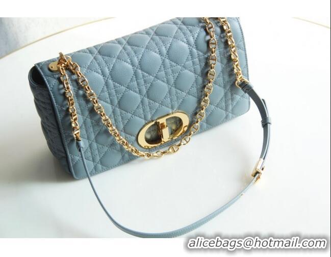 Promotional Dior Large Caro Chain Bag in Soft Cannage Calfskin CD2203 Cloud Blue 2024