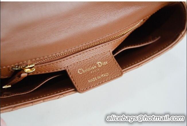 Top Quality Dior Small Caro Chain Bag in Soft Cannage Calfskin CD2201 Brown 2024