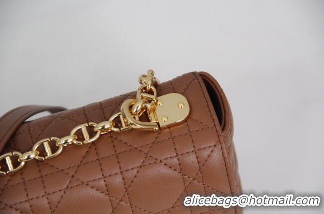 Cheapest Dior Medium Caro Chain Bag in Soft Cannage Calfskin CD2202 Brown 2024