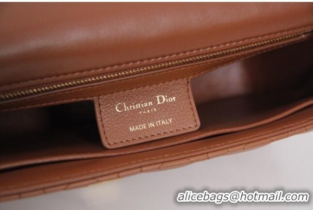 Cheapest Dior Medium Caro Chain Bag in Soft Cannage Calfskin CD2202 Brown 2024