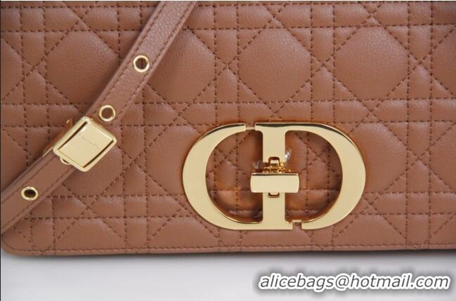 Cheapest Dior Medium Caro Chain Bag in Soft Cannage Calfskin CD2202 Brown 2024