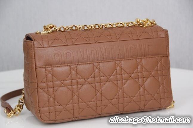 Cheapest Dior Medium Caro Chain Bag in Soft Cannage Calfskin CD2202 Brown 2024