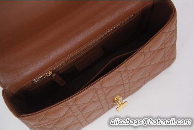 Cheapest Dior Medium Caro Chain Bag in Soft Cannage Calfskin CD2202 Brown 2024