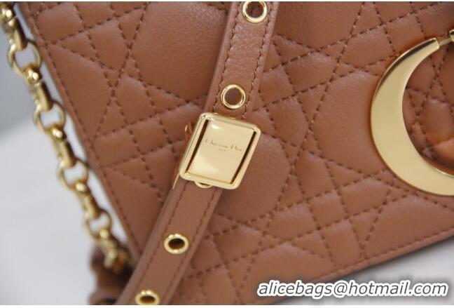 Cheapest Dior Medium Caro Chain Bag in Soft Cannage Calfskin CD2202 Brown 2024