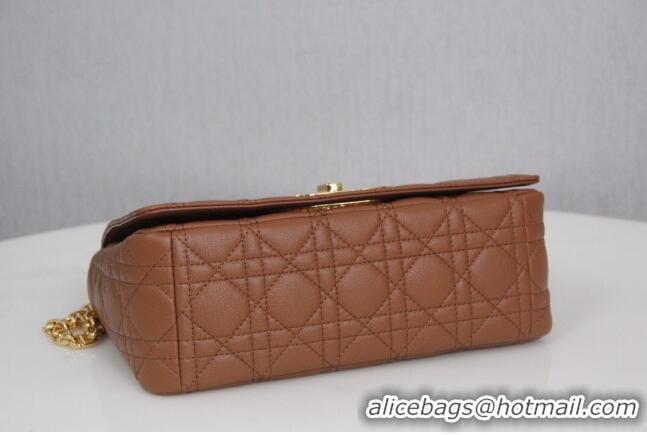 Cheapest Dior Medium Caro Chain Bag in Soft Cannage Calfskin CD2202 Brown 2024