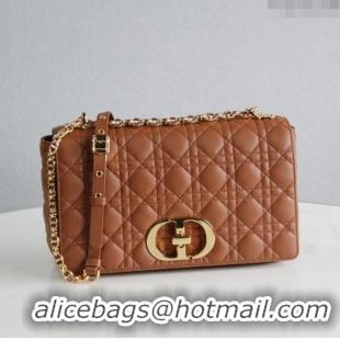 Good Taste Dior Large Caro Chain Bag in Soft Cannage Calfskin CD2203 Brown 2024