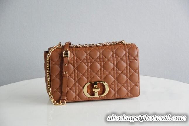 Good Taste Dior Large Caro Chain Bag in Soft Cannage Calfskin CD2203 Brown 2024