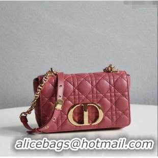 New Style Dior Small Caro Chain Bag in Soft Cannage Calfskin CD2201 Pink 2024