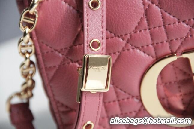 New Style Dior Small Caro Chain Bag in Soft Cannage Calfskin CD2201 Pink 2024