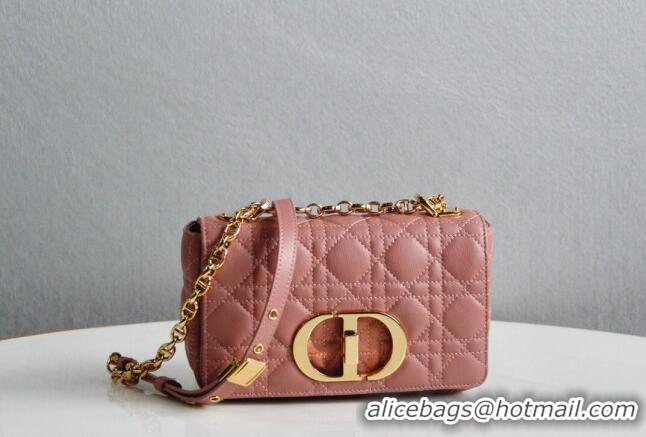 Famous Brand Dior Small Caro Chain Bag in Soft Cannage Calfskin CD2201 Antique Pink 2024