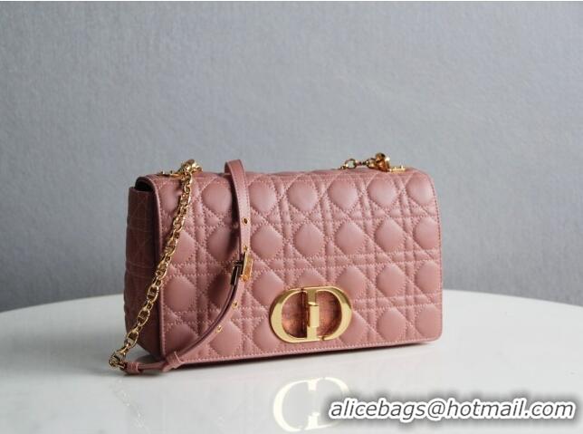 Free Shipping Dior Large Caro Chain Bag in Soft Cannage Calfskin CD2203 Antique Pink 2024