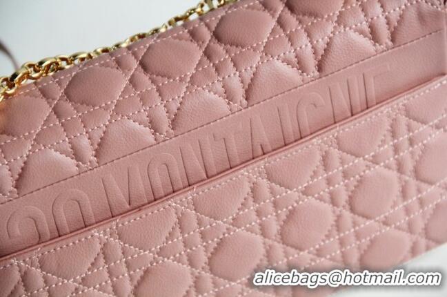 Free Shipping Dior Large Caro Chain Bag in Soft Cannage Calfskin CD2203 Antique Pink 2024