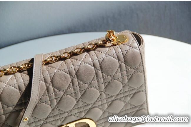 Best Luxury Dior Large Caro Chain Bag in Soft Cannage Calfskin CD2203 Warm Taupe 2024