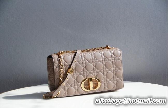 Best Luxury Dior Large Caro Chain Bag in Soft Cannage Calfskin CD2203 Warm Taupe 2024