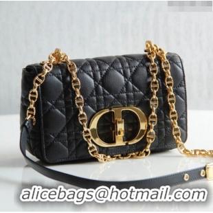 Best Design Dior Small Caro Chain Bag in Soft Cannage Calfskin CD2201 Black 2024