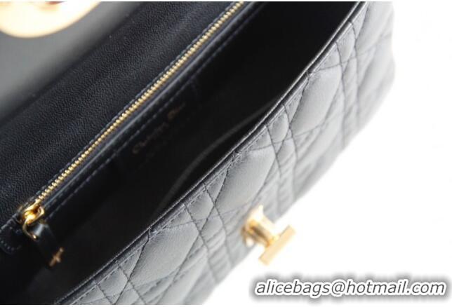 Best Design Dior Small Caro Chain Bag in Soft Cannage Calfskin CD2201 Black 2024