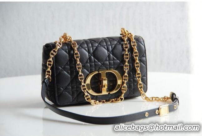 Best Design Dior Small Caro Chain Bag in Soft Cannage Calfskin CD2201 Black 2024