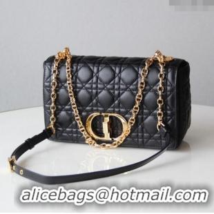 Well Crafted Dior Medium Caro Chain Bag in Soft Cannage Calfskin CD2202 Black 2024