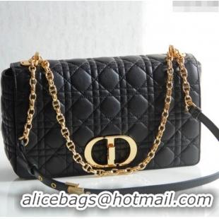 Best Quality Dior Large Caro Chain Bag in Soft Cannage Calfskin CD2203 Black 2024