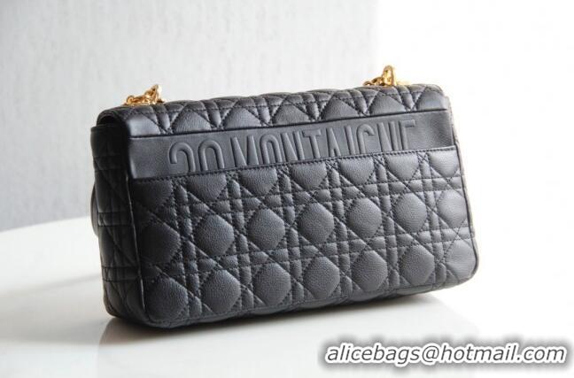 Best Quality Dior Large Caro Chain Bag in Soft Cannage Calfskin CD2203 Black 2024