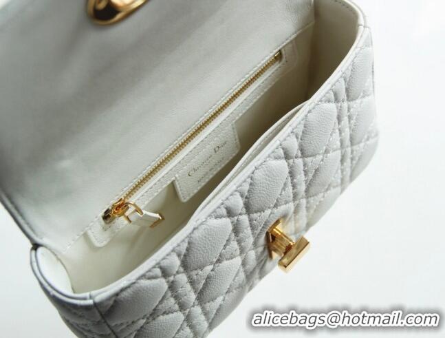 Famous Brand Dior Small Caro Chain Bag in Soft Cannage Calfskin CD2201 White 2024