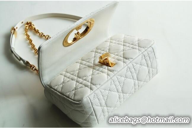 Famous Brand Dior Small Caro Chain Bag in Soft Cannage Calfskin CD2201 White 2024