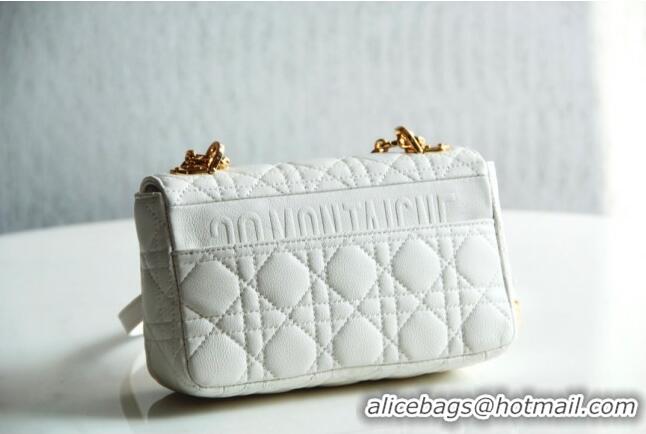 Famous Brand Dior Small Caro Chain Bag in Soft Cannage Calfskin CD2201 White 2024